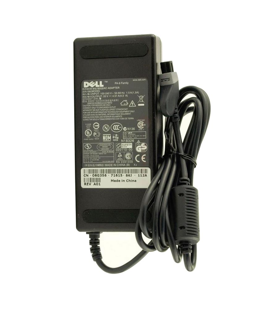 PP01X | Dell 90Watt 20V 4.5A Laptop AC Adapter