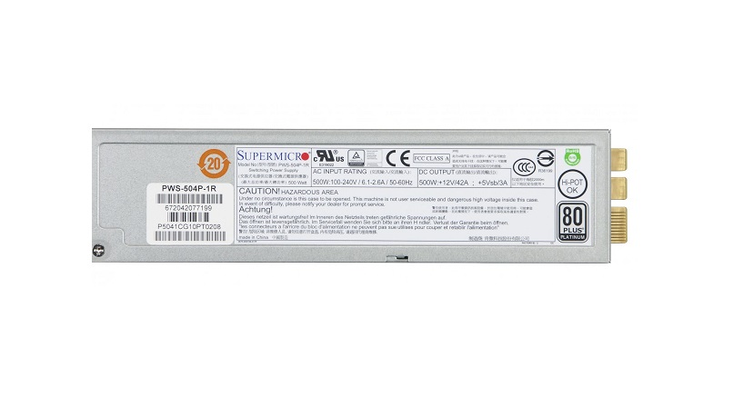 PWS-504P-1R | Supermicro 500-Watt 1U Redundant Server Power Supply
