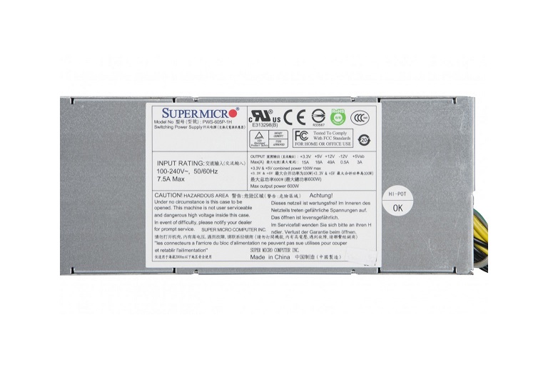 PWS-605P-1H | Supermicro 600-Watt Platinum Multiple Output Power Supply for 1U Chassis CSE-815