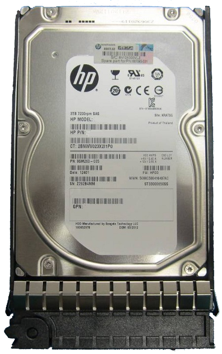 QR479A | HPE M6612 3TB 7200RPM SAS 6Gb/s LFF 3.5-inch Dual Port Midline Hard Drive with Tray for EVA P6300 P6350 Storage
