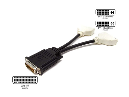 R0915 | Dell DVI Splitter Y Cable DMS-59 Connector (1X LFH/2X 25-Pin DVI) for NVIDIA Video Cards