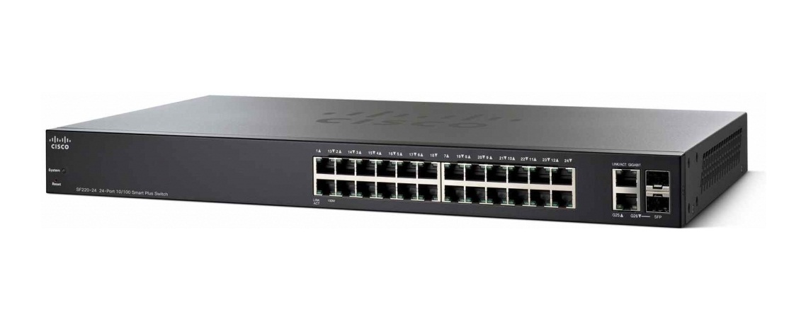 SF220-24-K9 | Cisco Small Business Smart Plus SF220-24 Managed Switch 24 Ethernet-Ports and 2 Combo Gigabit SFP-Ports