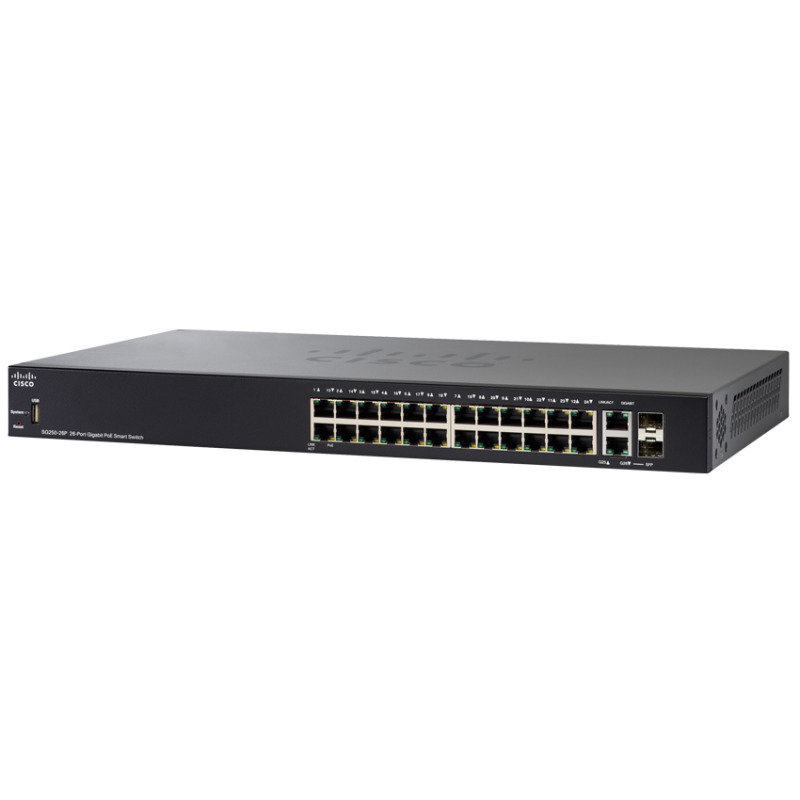 SF250-24P-K9 | Cisco 250 Series SF250-24P Managed Switch 24 POE+ Ethernet-Ports and 2 Combo Gigabit SFP-Ports