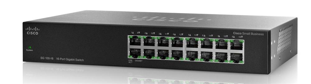 SG100-16 | Cisco Small Business SG100 16-Port 10/100/1000Mbps Gigabit Unmanaged Switch