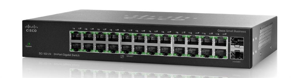 SG102-24 | Cisco  24-Port 10/100/1000Mbps 2 x Combo Mini-GBIC Slots Compact Unmanaged Switch