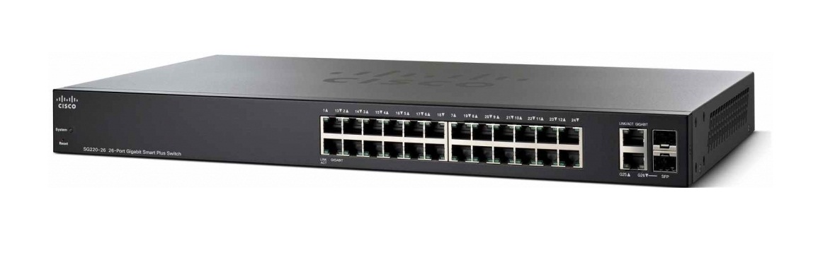SG220-26P-K9 | Cisco Small Business Smart Plus SG220-26P Managed Switch 4 POE+ Ethernet-Ports and 20 PoE Ethernet-Ports and 2 Combo Gigabit SFP-Ports