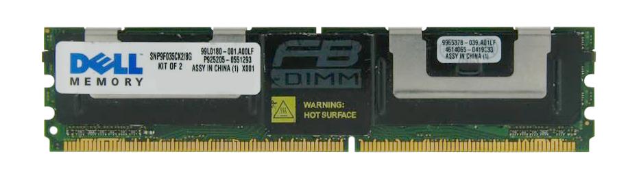 SNP9F035CK2/8G | Dell 8GB Kit (2 X 4GB) DDR2-667MHz PC2-5300 Fully Buffered CL5 240-Pin DIMM 1.8V Dual Rank Memory