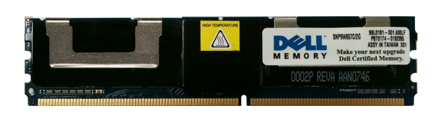 SNP9W657C/2G | Dell 2GB DDR2-667MHz PC2-5300 ECC Registered CL5 240-Pin DIMM 1.8V Dual Rank Memory Module