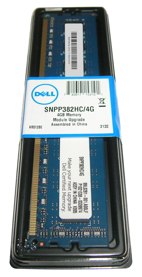 SNPP382HC/4G | Dell 4GB DDR3-1333MHz PC3-10600 non-ECC Unbuffered CL9 240-Pin DIMM 1.35V Low Voltage Memory Module