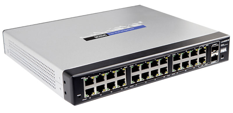 SR2024C | Linksys 24-Port 10/100/1000 Gigabit Switch + 2 Mini-GBIC Ports