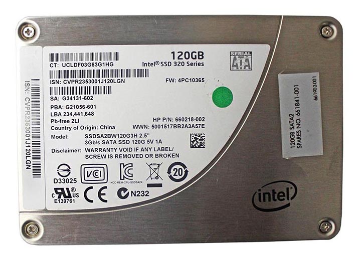 SSDSA2BW120G3 | Intel 320 Series 120GB SATA 3GB/s 2.5-inch MLC NAND Flash Solid State Drive