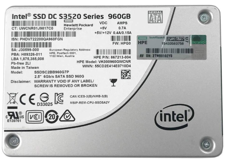 SSDSC2BB960G7P | Intel DC S3520 Series 960GB SATA 6Gb/s 3D1 MLC 2.5-inch Solid State Drive