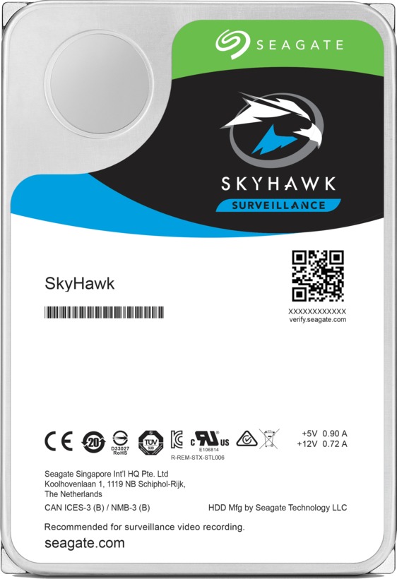 ST12000VX0008 | Seagate SkyHawk Surveillance 12TB 7200RPM SATA 6Gb/s 256MB Cache 3.5-inch Internal Hard Drive