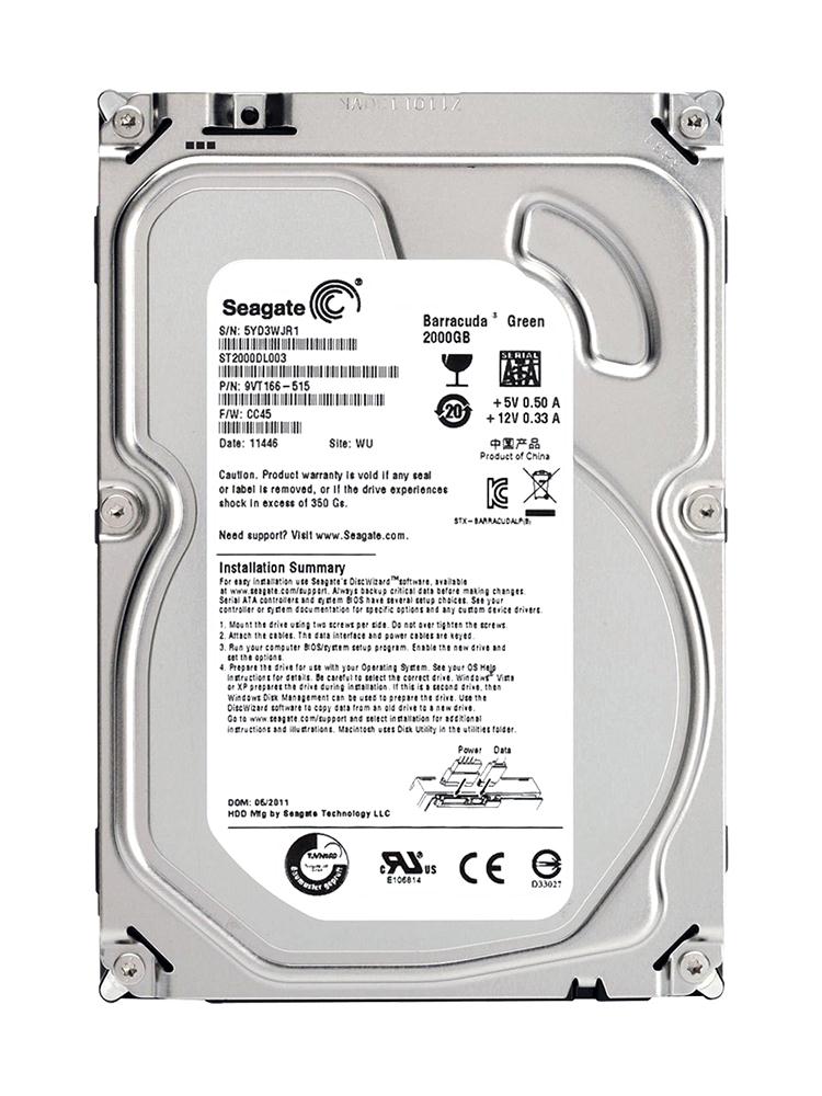ST2000DL003 | Seagate 2TB 5900RPM SATA Gbps 3.5 64MB Cache Barracuda Hard Drive ST2000DL003 | Seagate 2TB 5900RPM SATA Gbps 3.5 64MB Cache Barracuda Hard Drive