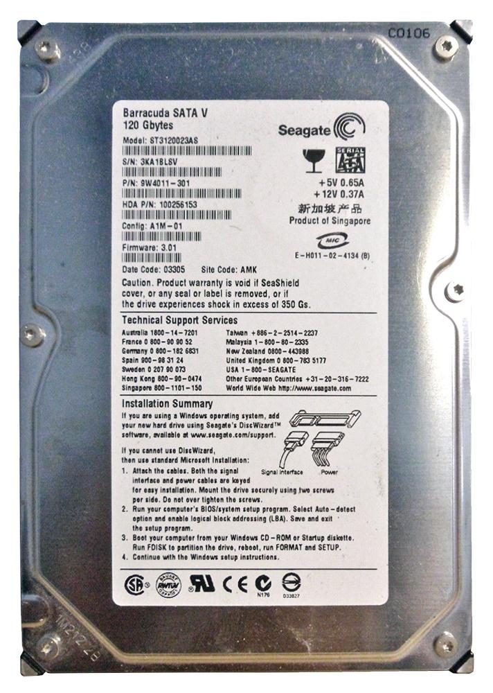 ST3120023AS | Seagate st3120023as barracuda 120gb 7200rpm sata 8mb buffer 3.5inch low profile (1.0 inch) hard disk drive.
