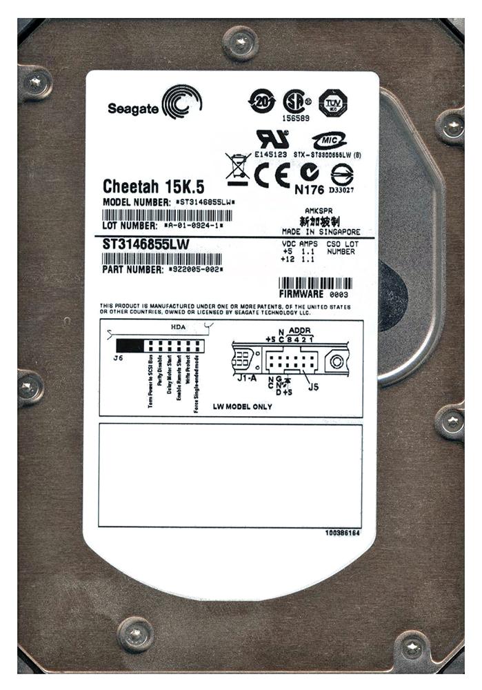 ST3146855LW | Seagate 147GB 15000RPM Ultra 320 SCSI 3.5 16MB Cache Cheetah Hard Drive