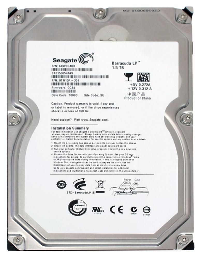 ST31500541AS | Seagate 1TB 5900RPM SATA Gbps 3.5 32MB Cache Hard Drive ST31500541AS | Seagate 1TB 5900RPM SATA Gbps 3.5 32MB Cache Hard Drive