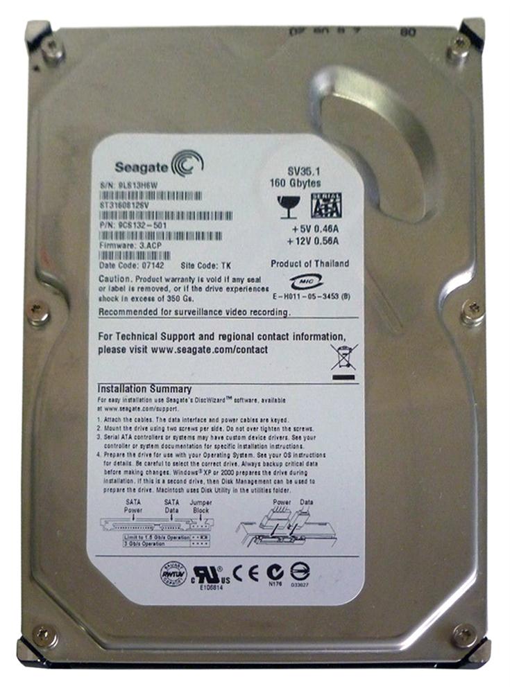 ST3160812SV | Seagate 160GB 7200RPM SATA Gbps 3.5 8MB Cache SV35 Hard Drive