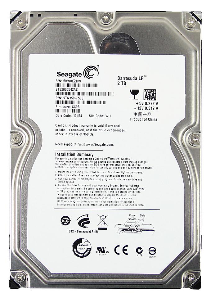 ST32000542AS | Seagate 2TB 5900RPM SATA Gbps 3.5 32MB Cache Barracuda Hard Drive ST32000542AS | Seagate 2TB 5900RPM SATA Gbps 3.5 32MB Cache Barracuda Hard Drive
