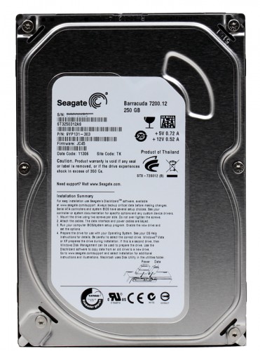 ST3250312AS | Seagate Barracuda 250GB 7200RPM SATA 6Gb/s 8MB Cache 3.5-inch Internal Hard Drive