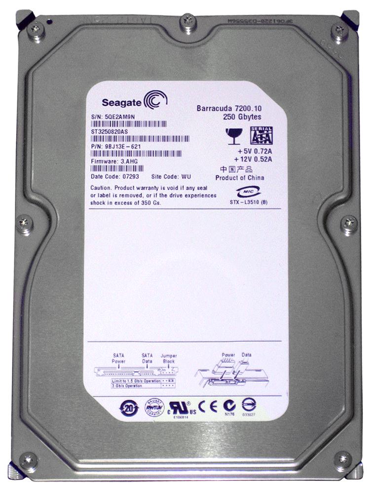 ST3250820AS | Seagate 250GB 7200RPM SATA Gbps 3.5 8MB Cache Barracuda Hard Drive