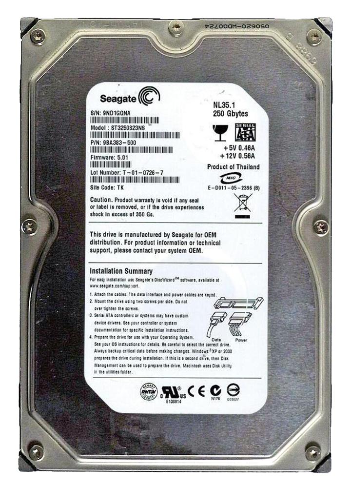 ST3250823NS | Seagate 250GB 7200RPM SATA 1.5 Gbps 3.5 8MB Cache NL35 Hard Drive ST3250823NS | Seagate 250GB 7200RPM SATA 1.5 Gbps 3.5 8MB Cache NL35 Hard Drive