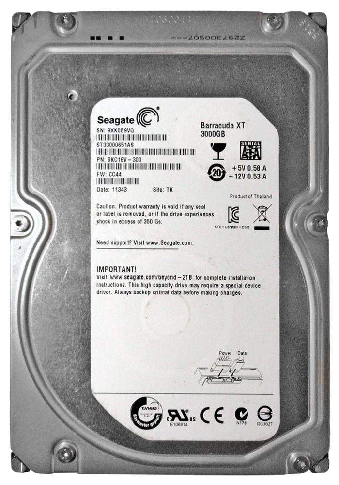 ST33000651AS | Seagate 3TB 7200RPM SATA Gbps 3.5 64MB Cache Barracuda Hard Drive