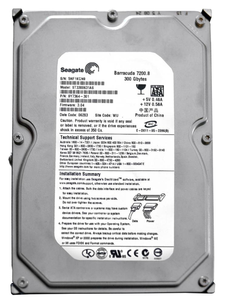 ST3300631AS | Seagate 300GB 7200RPM SATA 1.5 Gbps 3.5 16MB Cache Barracuda Hard Drive