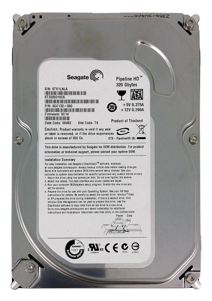 ST3320310CS | Seagate 320GB 5900RPM SATA 3 Gbps 3.5 8MB Cache Pipeline Hard Drive
