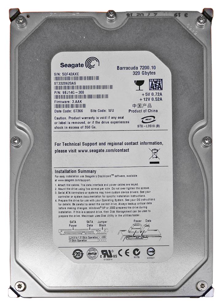 ST3320620AS | Seagate Barracuda 320GB 7200RPM 16MB Cache 3.5-inch Hard Drive