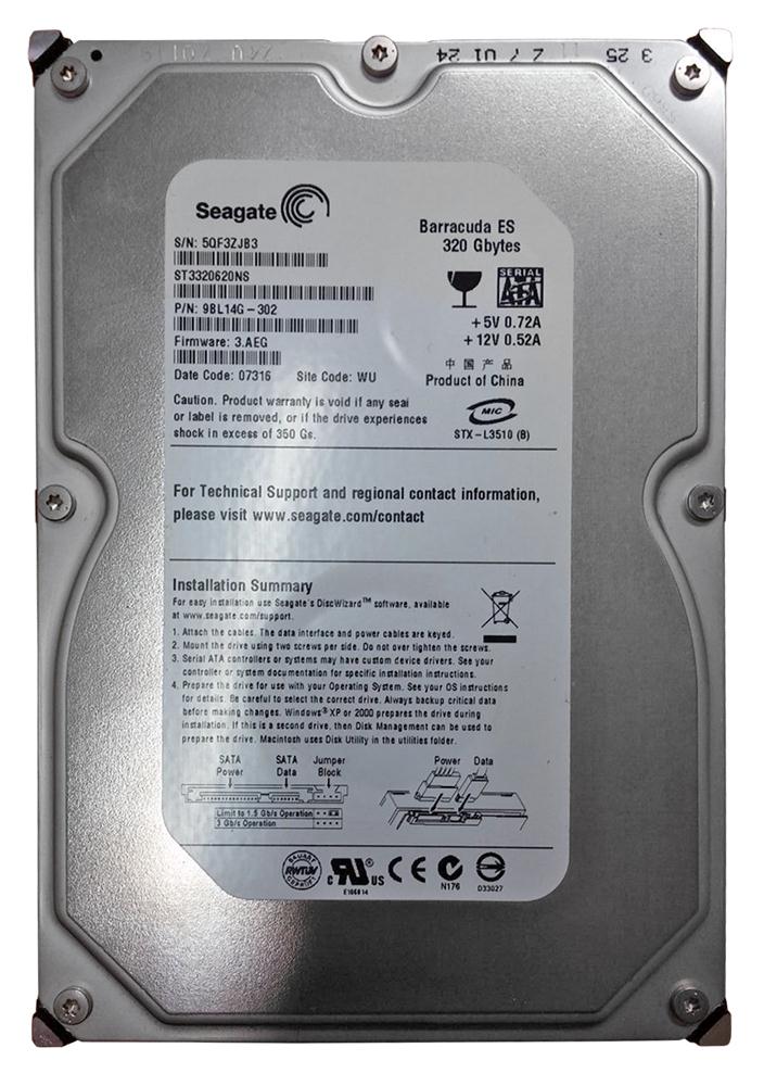 ST3320620NS | Seagate 320GB 7200RPM SATA Gbps 3.5 16MB Cache Barracuda Hard Drive ST3320620NS | Seagate 320GB 7200RPM SATA Gbps 3.5 16MB Cache Barracuda Hard Drive