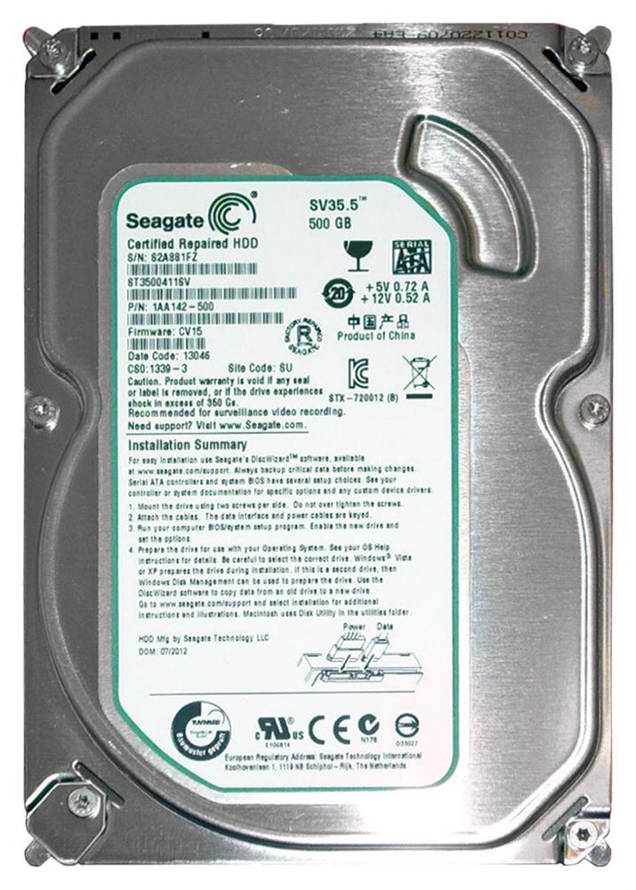 ST3500411SV | Seagate 500GB 7200RPM SATA 6 Gbps 3.5 16MB Cache SV35.5 Hard Drive