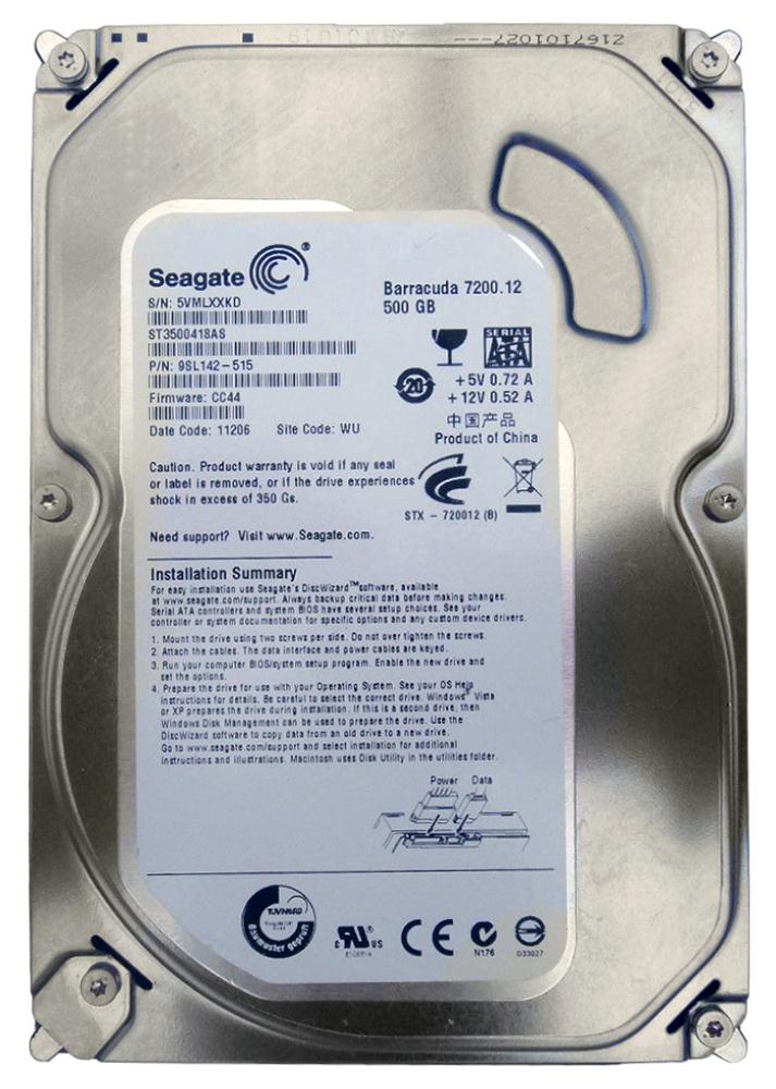 ST3500418AS | Seagate Barracuda 500GB 7200RPM SATA 3Gb/s 16MB Cache 3.5-inch Hard Drive ST3500418AS | Seagate Barracuda 500GB 7200RPM SATA 3Gb/s 16MB Cache 3.5-inch Hard Drive