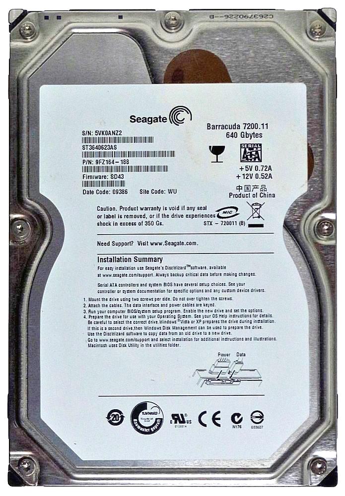 ST3640623AS | Seagate Barracuda 7200.11 640GB 7200RPM SATA 3Gbps 16MB Cache 3.5-inch Internal Hard Drive