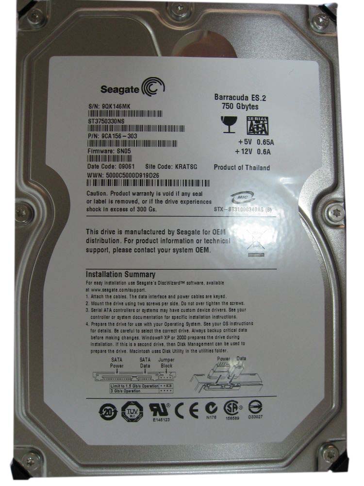 ST3750330NS | Seagate Barracuda 750GB 7200RPM 32MB Cache 3.5-inch Low-profile SATA Hard Drive