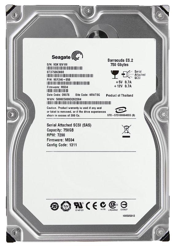 ST3750630SS | Seagate Barracuda ES.2 750GB 7200RPM SAS 3Gb/s 16MB Cache 3.5-inch Low-profile Hard Drive