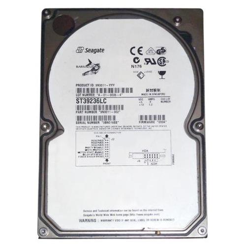 ST39236LC | Seagate 9GB 7200RPM Ultra2 Wide SCSI 3.5 1MB Cache Barracuda Hard Drive