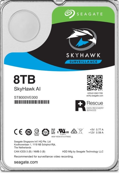 ST8000VE000 | Seagate SkyHawk AI Surveillance 8TB 7200RPM SATA 6Gb/s 256MB Cache 3.5-inch Internal Hard Drive