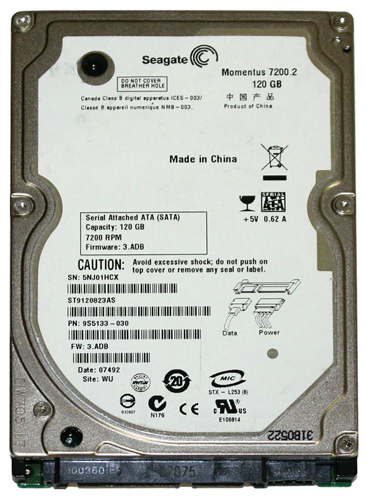 ST9120823AS | Seagate 120GB 7200RPM SATA Gbps 2.5 8MB Cache Momentus Hard Drive ST9120823AS | Seagate 120GB 7200RPM SATA Gbps 2.5 8MB Cache Momentus Hard Drive