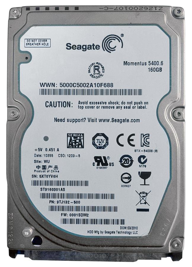 ST9160301AS | Seagate 160GB 5400RPM SATA Gbps 2.5 8MB Cache Momentus Hard Drive