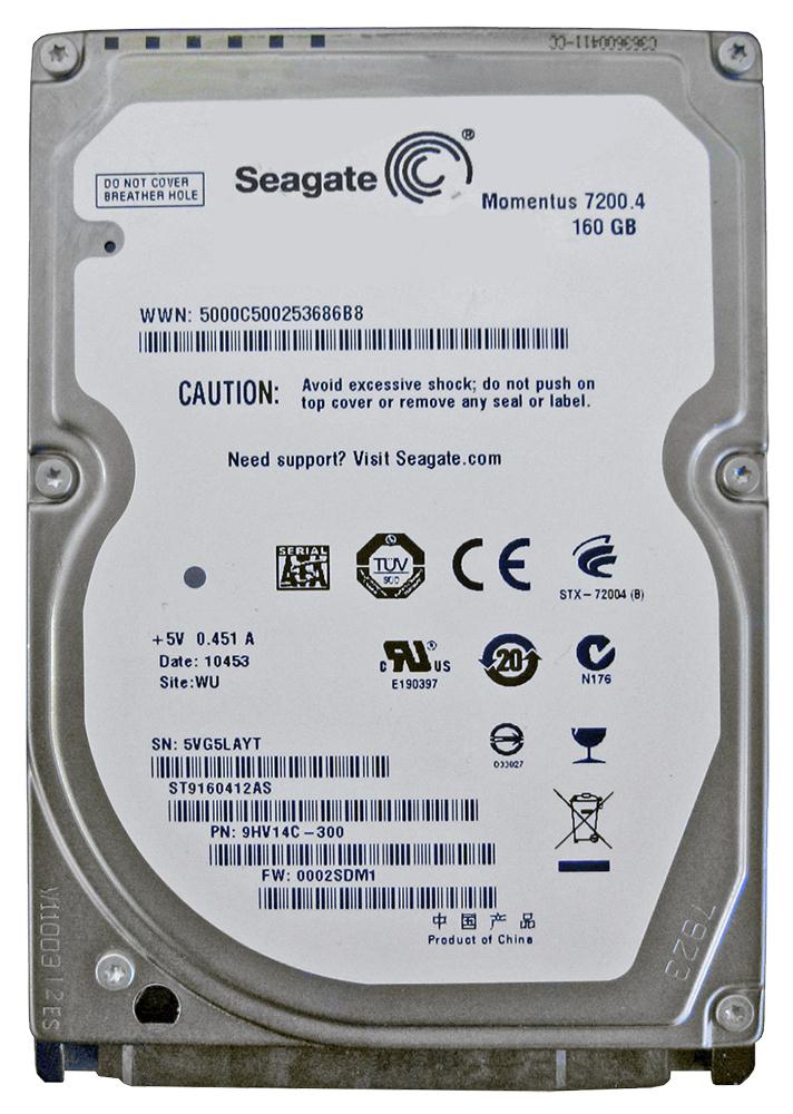 ST9160412AS | Seagate 160GB 7200RPM SATA Gbps 2.5 16MB Cache Momentus Hard Drive