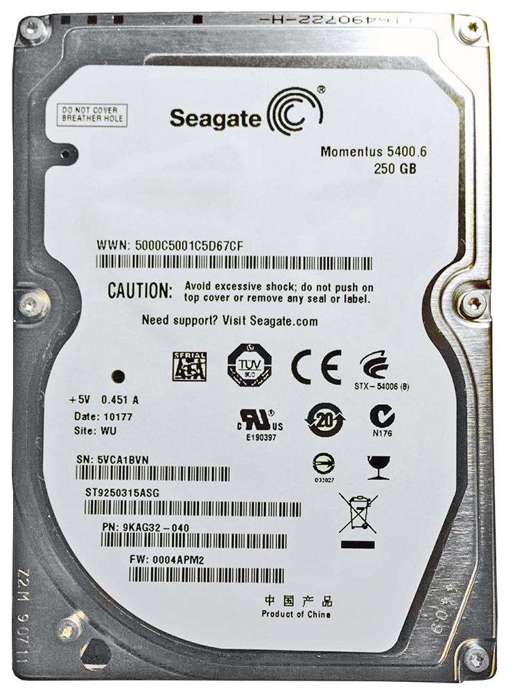ST9250315ASG | Seagate 250GB 5400RPM SATA Gbps 2.5 8MB Cache Momentus Hard Drive