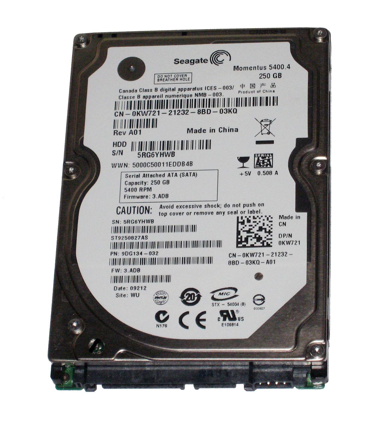 ST9250827AS | Seagate Momentus 250GB 5400RPM SATA 3GB/s NCQ 2.5-inch 8MB Cache Internal Hard DISK DRIV