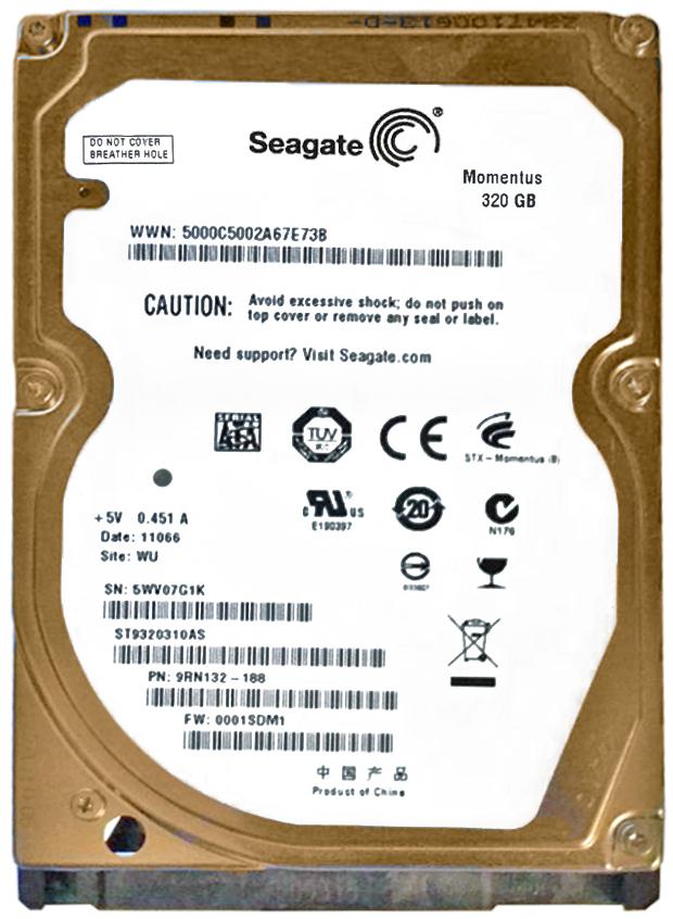 ST9320310AS | Seagate 320GB 5400RPM SATA 3 Gbps 2.5 8MB Cache Momentus Hard Drive