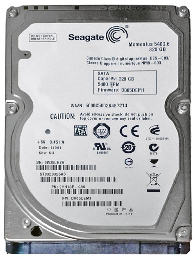 ST9320325AS | Seagate 320GB 5400RPM SATA 3 Gbps 2.5 8MB Cache Momentus Hard Drive