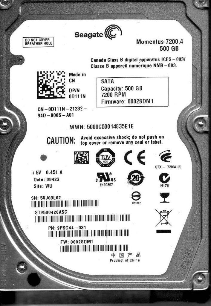 ST9500420ASG | Seagate Momentus 500GB 7200RPM SATA 3Gb/s 16MB Cache 2.5-inch Internal Hard Drive