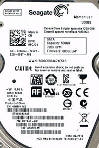 ST9500423AS | Seagate Momentus 500GB 7200RPM SATA 3Gb/s 16MB Cache 2.5-inch Internal Hard Drive