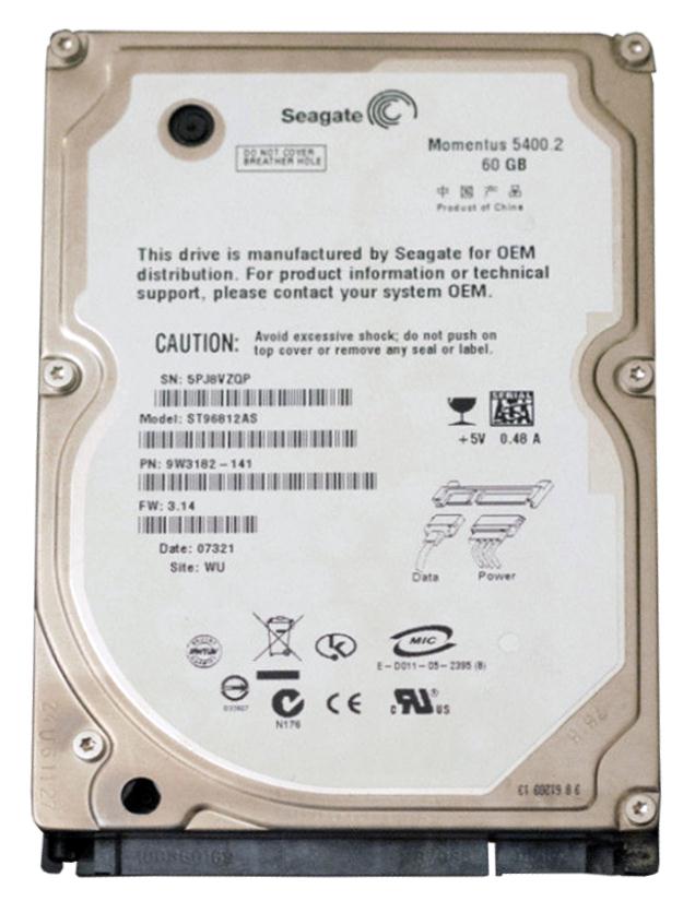 ST96812AS | Seagate 60GB 5400RPM SATA 1.5 Gbps 2.5 8MB Cache Momentus Hard Drive ST96812AS | Seagate 60GB 5400RPM SATA 1.5 Gbps 2.5 8MB Cache Momentus Hard Drive