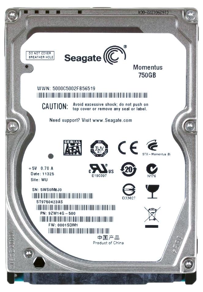 ST9750423AS | Seagate 750GB 5400RPM SATA 3 Gbps 2.5 16MB Cache Momentus Hard Drive