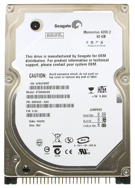 ST980829A | Seagate Momentus 80GB 4200RPM IDE/ATA-100 2.5-inch 8MB Cache Internal Hard Drive for Laptop